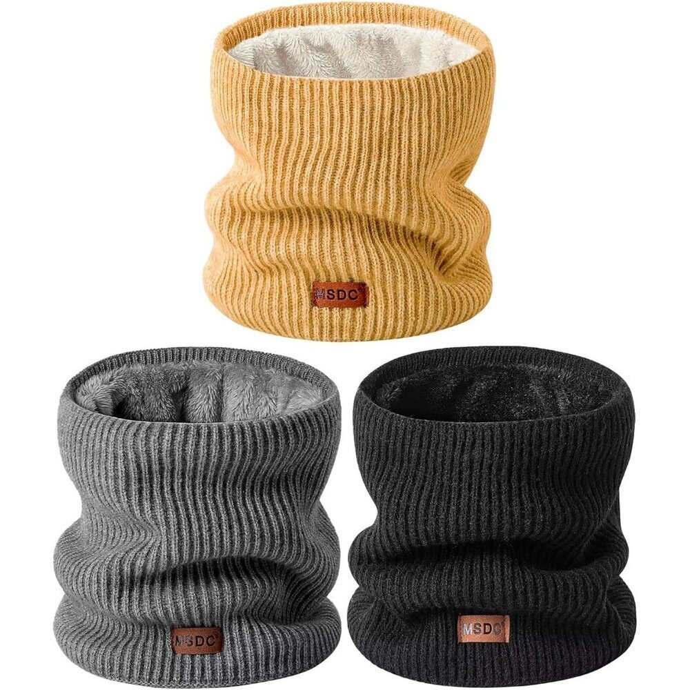 Men Warmer Black,dark Ggrey,yellow  3-Pack Neck Thermal Fleece Cold Weather